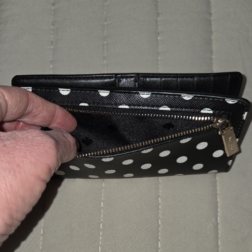 Kate Spade Black Wallet with White Dots - Picture 4 of 6